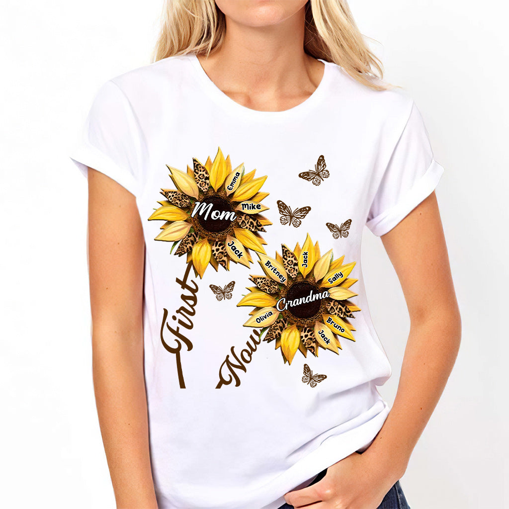 Erst Mama, jetzt Oma Sonnenblume – Personalisiertes Oma-T-Shirt und Hoodie