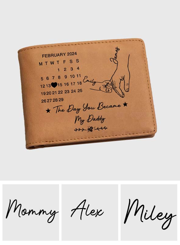 Der Tag, an dem du mein Papa wurdest – Personalisierte Ledergeldbörse für Väter