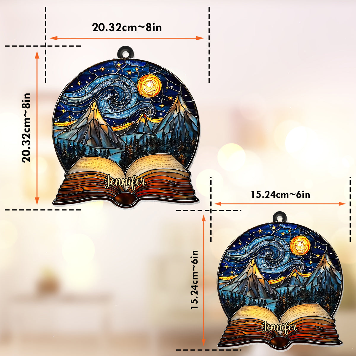Nachtlesung im Gerichtssaal – Personalisierter Buch-Fensterhänger-Sonnenfänger-Ornament 