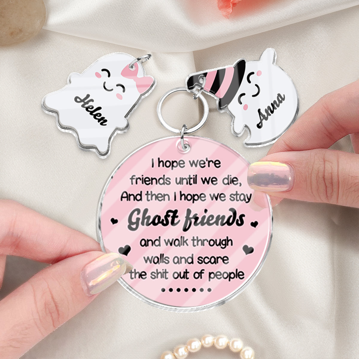 Ghost Friends - Personalized Bestie Keychain with Charms