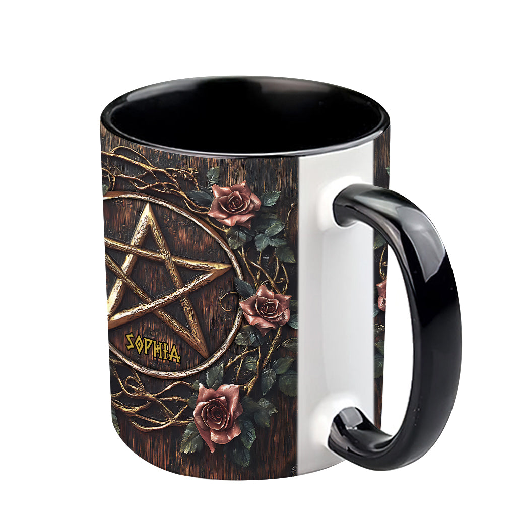 Wunderschönes Pentagramm – personalisierte Tasse mit Hexenmotiv