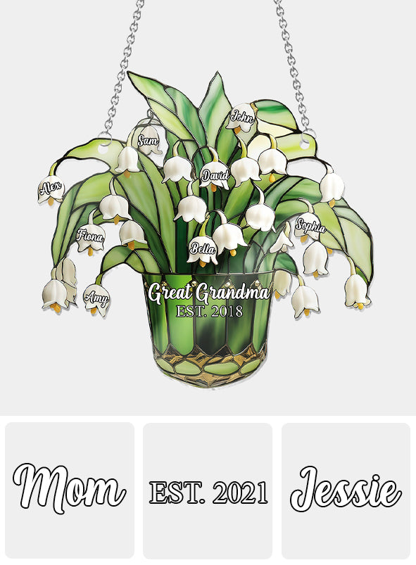Maiglöckchen-Oma-Oma-Oma-Fensterhänger-Sonnenfänger-Ornament 
