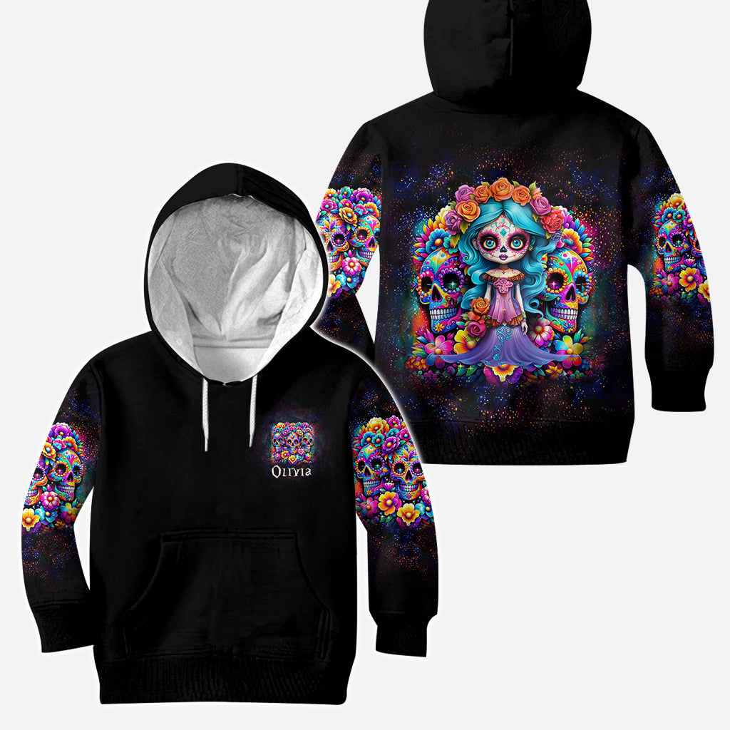 Niedliche Puppen La Catrina – Personalisierter Totenkopf-Hoodie und Leggings