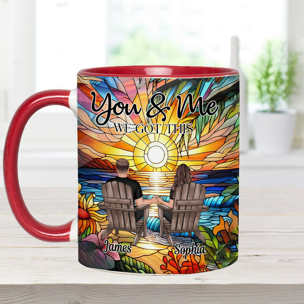 „Du und ich, wir schaffen das“ – personalisierte Tasse für Paare