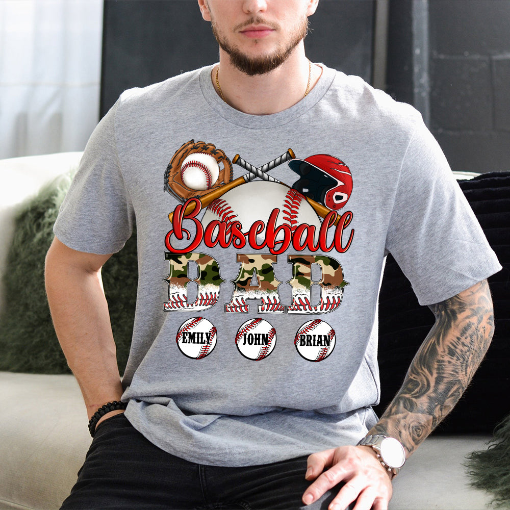 Bester Baseball-Papa aller Zeiten – Camouflage-Design – Personalisiertes Vater-T-Shirt und Hoodie