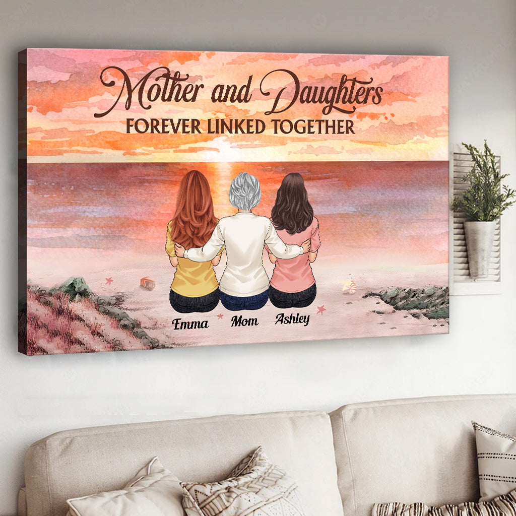 Mutter und Töchter – für immer verbunden – Personalisierte Leinwand und Poster für Mütter
