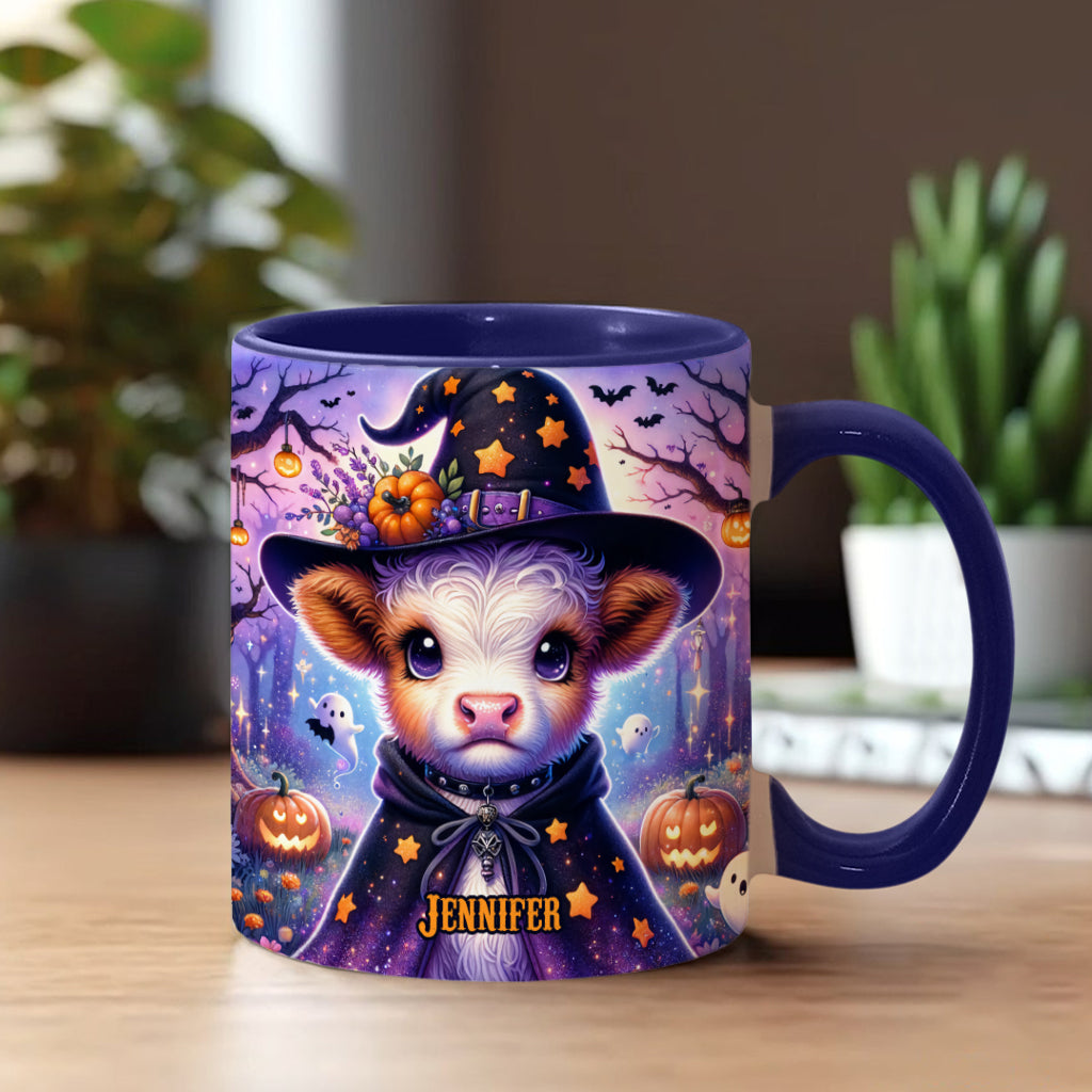 Baby Highland Cow Witch Halloween - Personalisierter Akzentbecher
