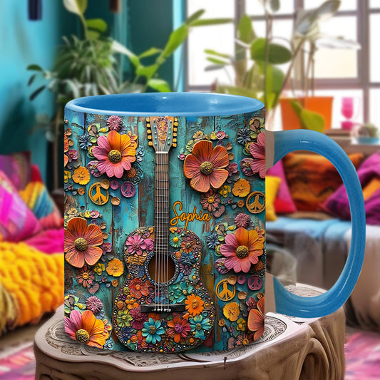 Vintage-Hippie-Gitarre – Personalisierter Hippie-Akzentbecher