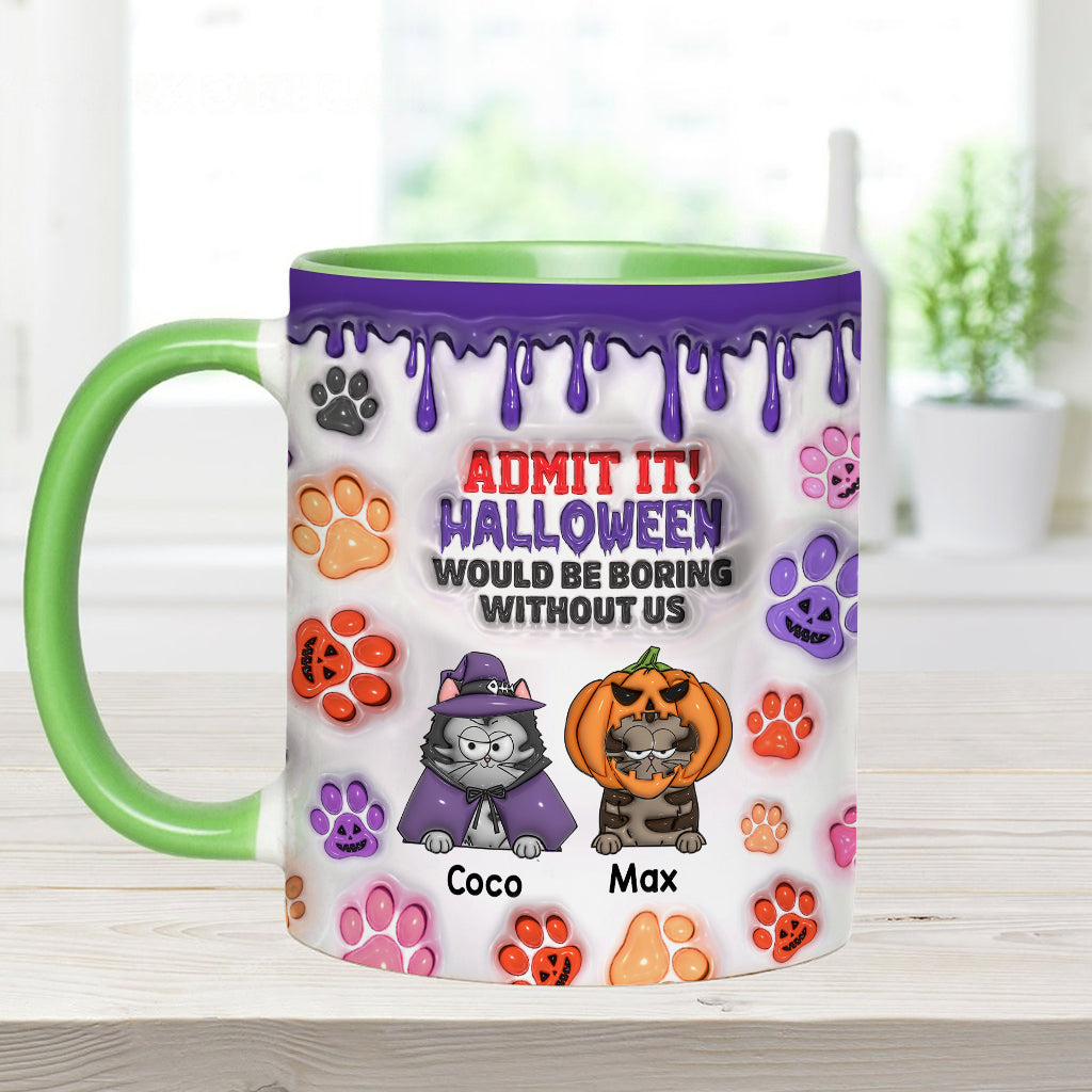 Halloween wäre ohne mich langweilig – personalisierte Tasse mit Katzenmotiv