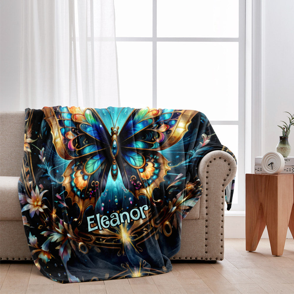 Stunning Gold Butterfly - Personalized Butterfly Blanket