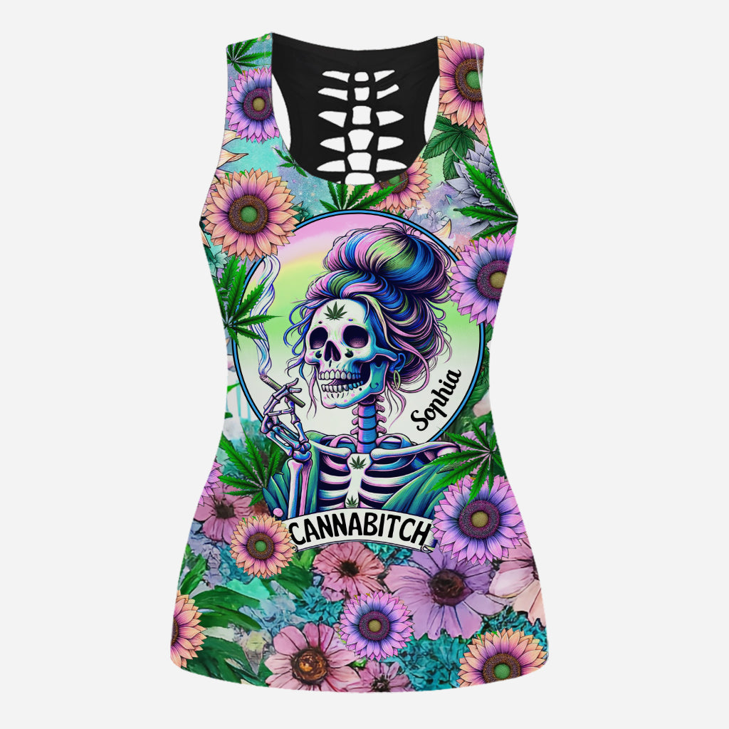 Cannabitch – Personalisiertes Weed Hollow Tanktop und Damenshorts