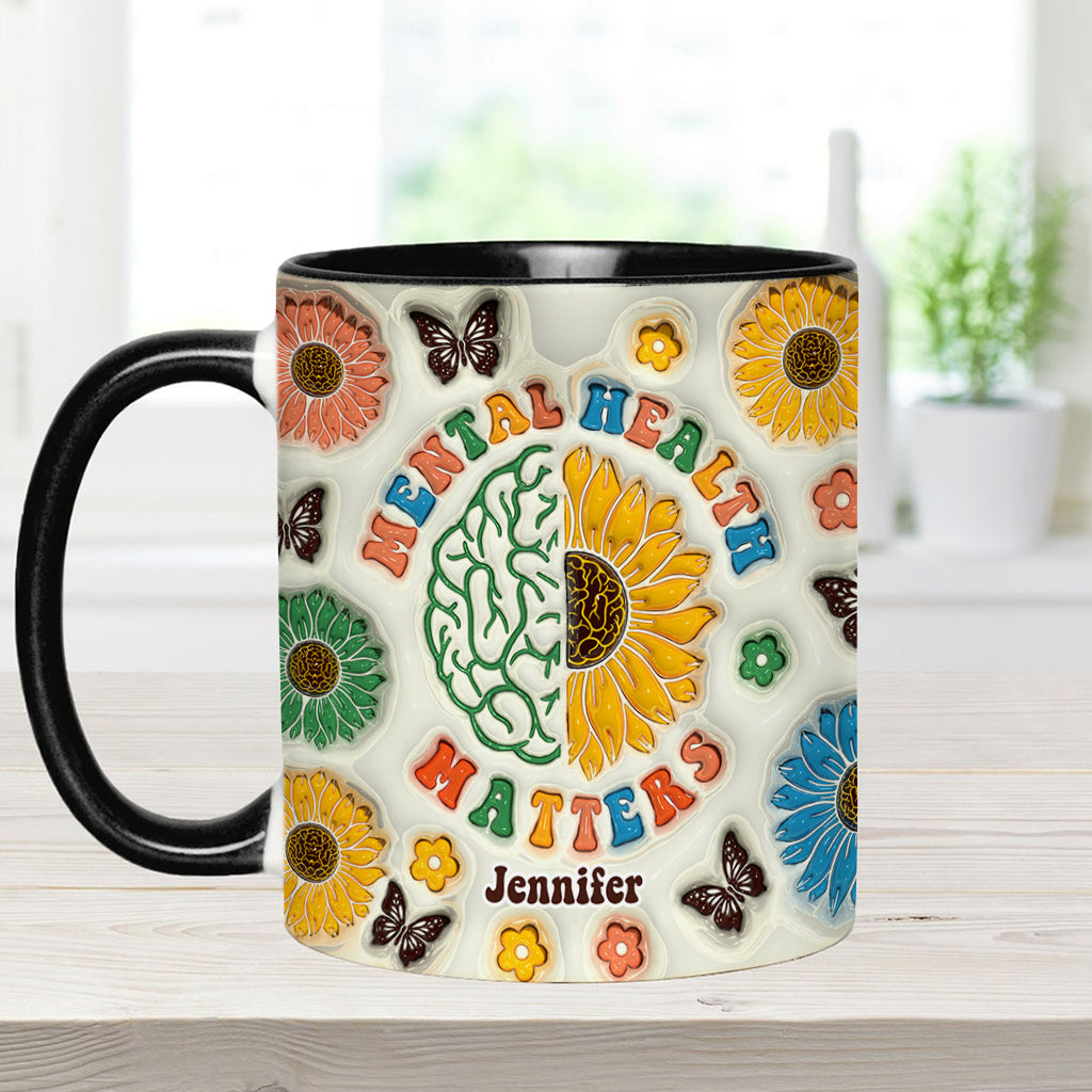 Mental Health Matters - Personalized Mental Health Awareness Accent Mug