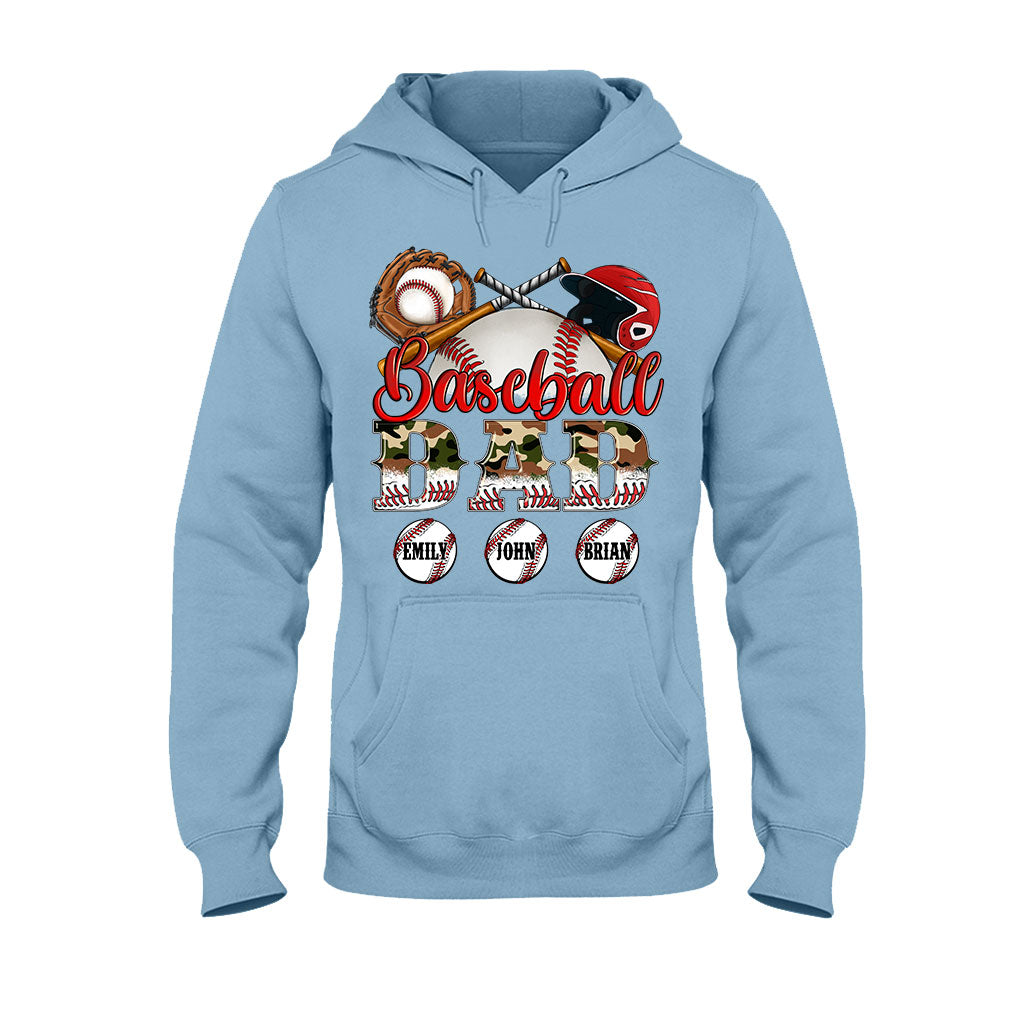Bester Baseball-Papa aller Zeiten – Camouflage-Design – Personalisiertes Vater-T-Shirt und Hoodie