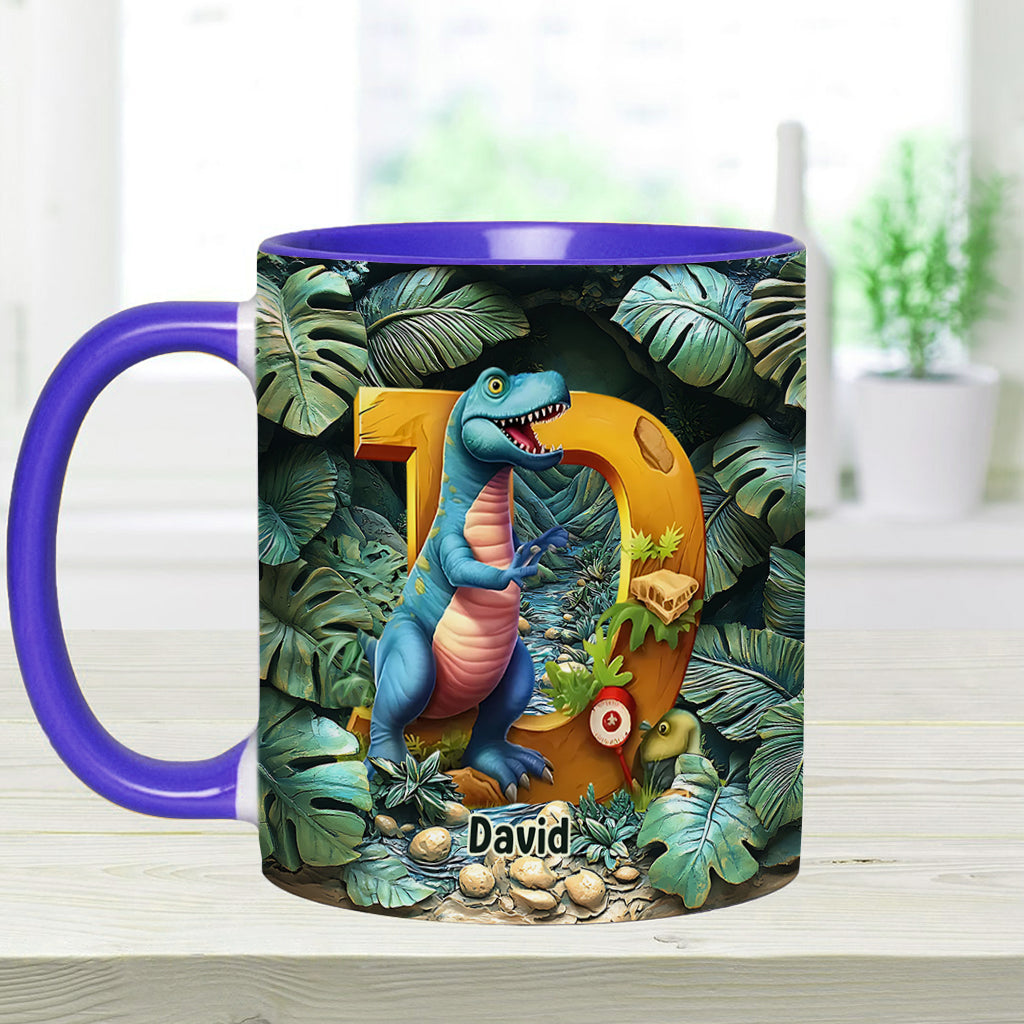 Dinosaurier-Buchstabe - Personalisierte Tasse mit Kinderakzent