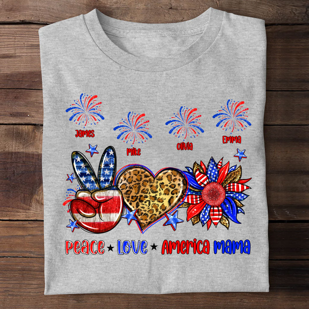 Frieden, Liebe, amerikanische Oma, Mama – personalisiertes Mutter-T-Shirt und Hoodie