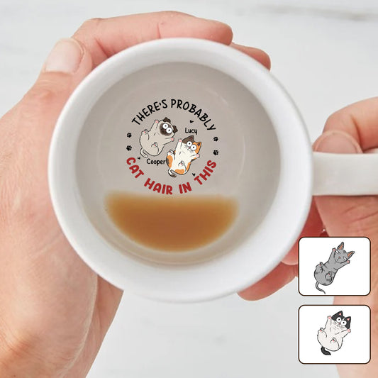 Da sind wahrscheinlich Katzenhaare drin – personalisierte Tasse mit versteckter Katzenbotschaft