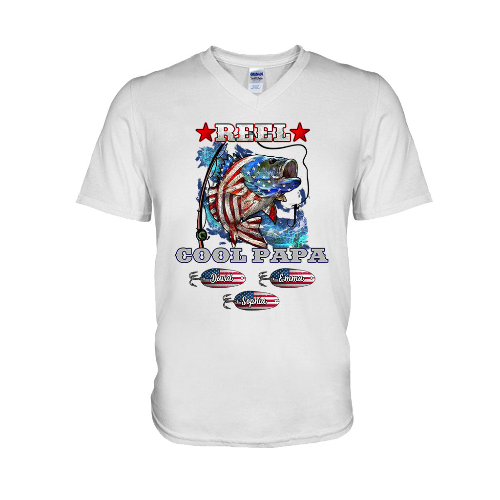 Reel Cool Papa Dad Uncle - Personalisiertes Angel-T-Shirt und Hoodie