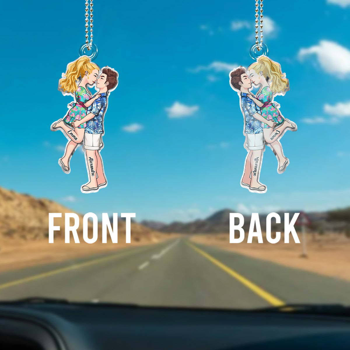 Drive Safe I Love You - Personalized Couple Custom Shaped Car Ornament