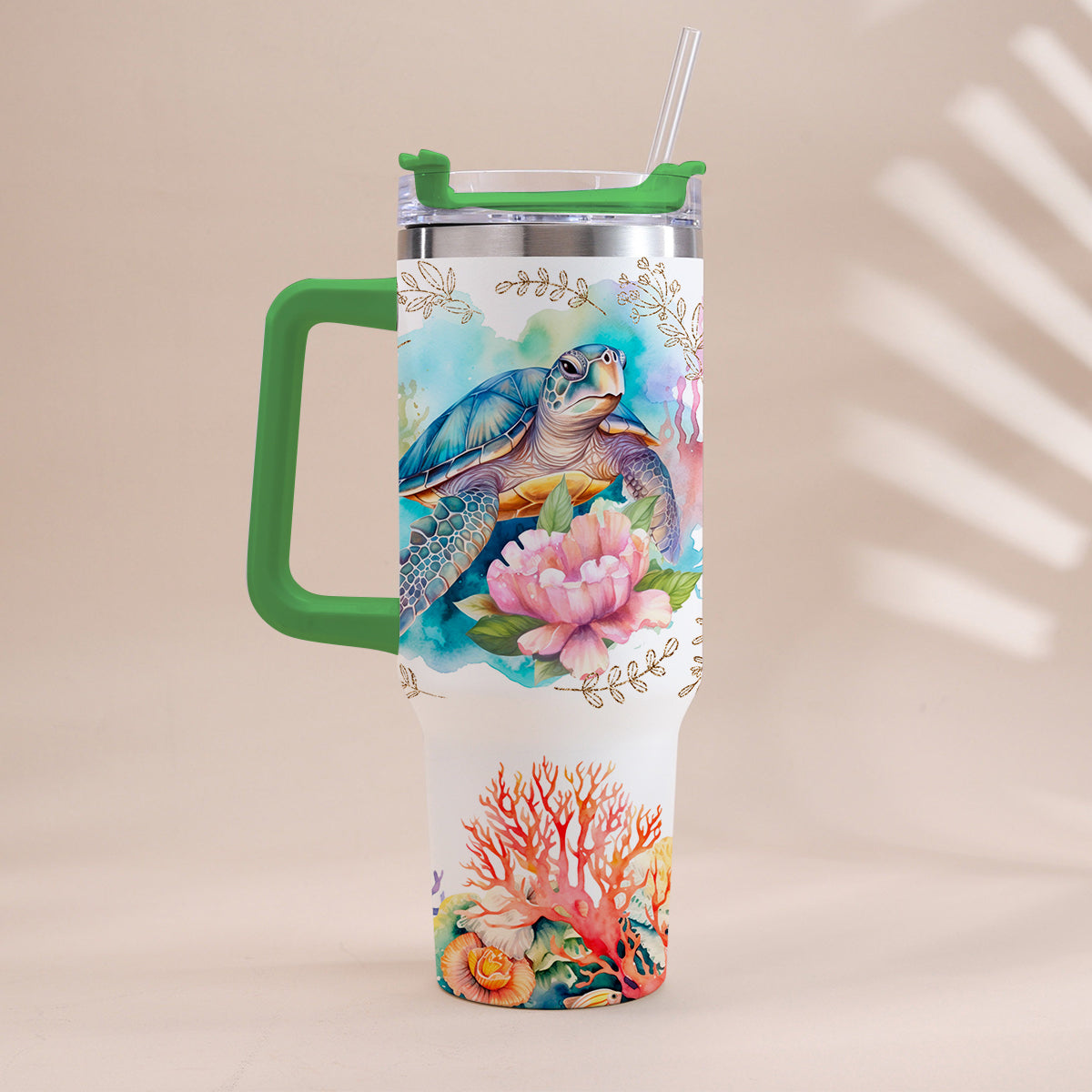 Personalisierter Schildkrötenbecher mit Henkel – „Love Turtles“