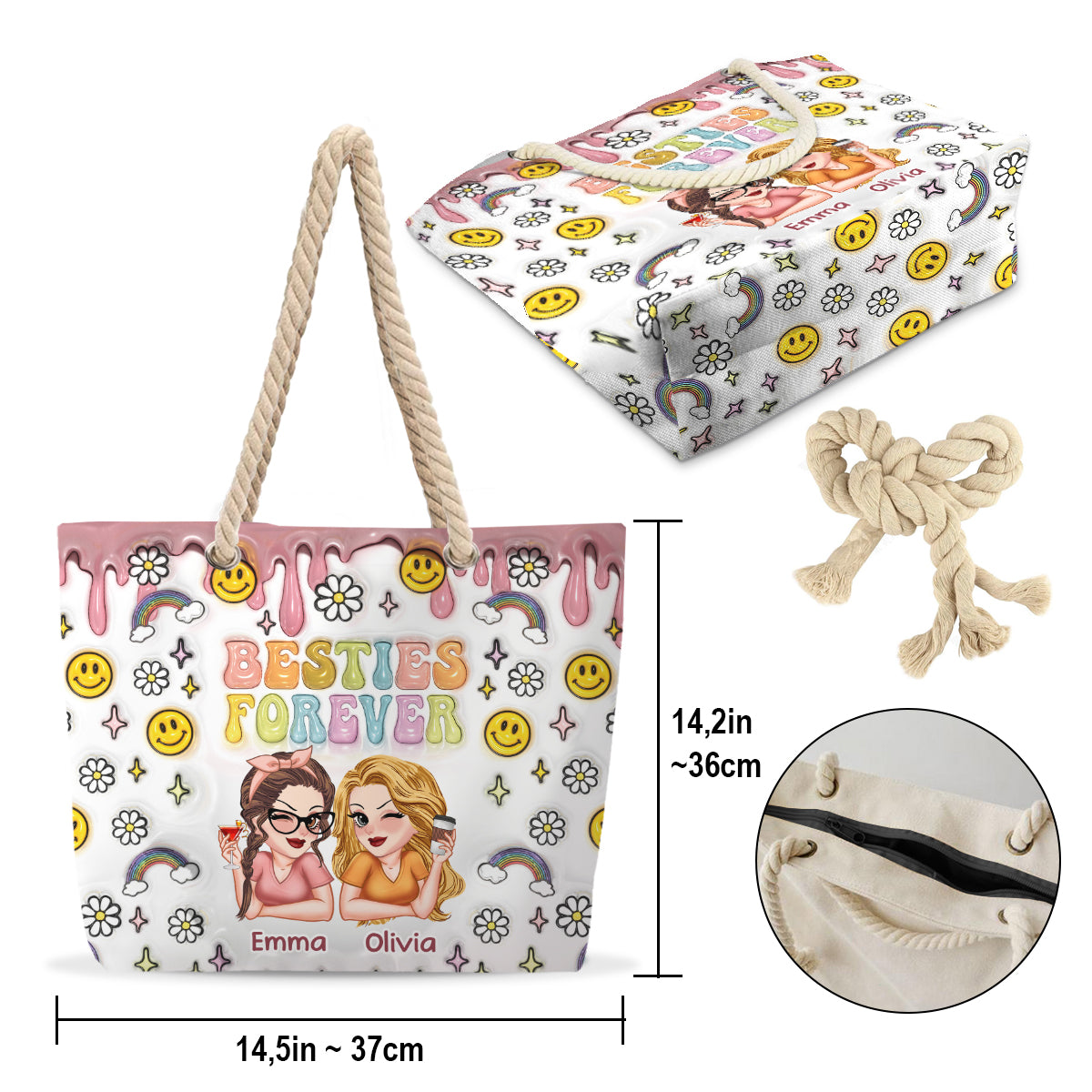 Für immer beste Freundinnen – Personalisierte Strandtasche für beste Freundinnen