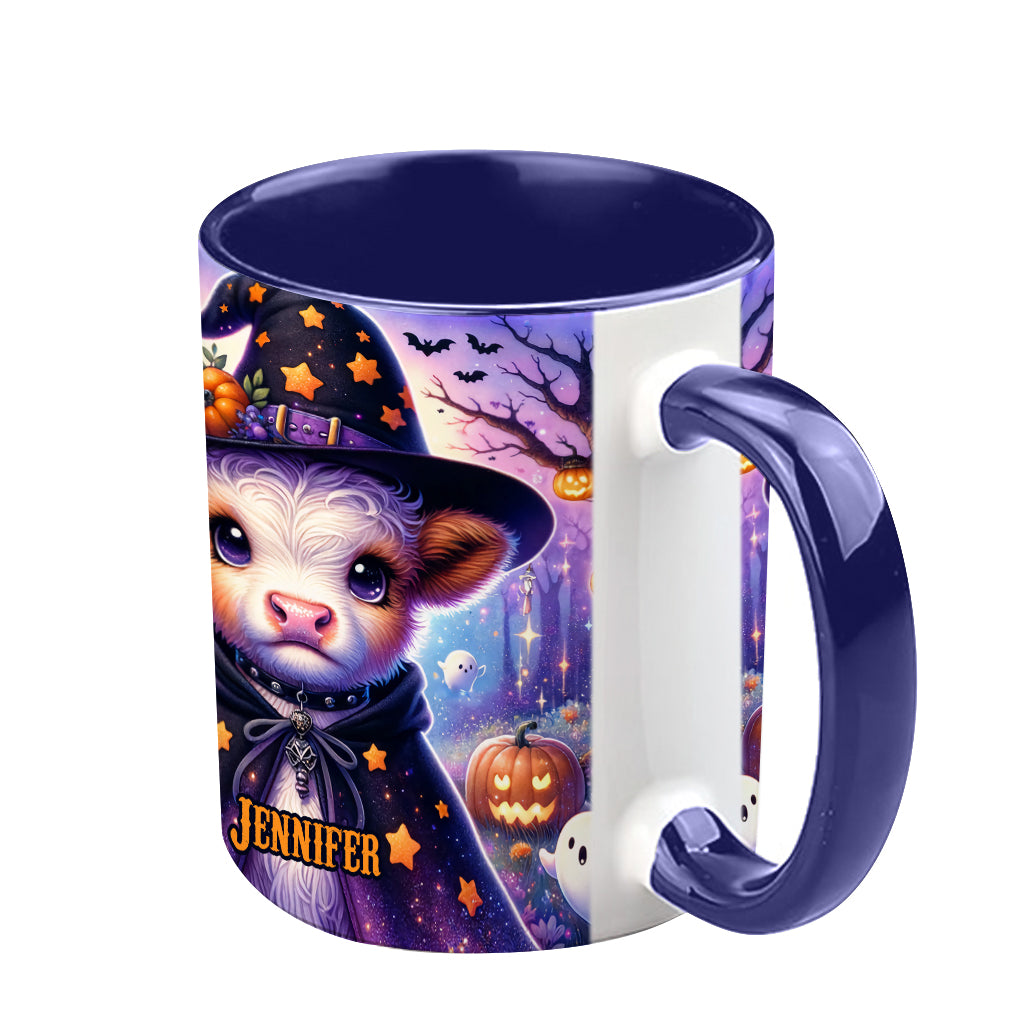 Baby Highland Cow Witch Halloween - Personalisierter Akzentbecher