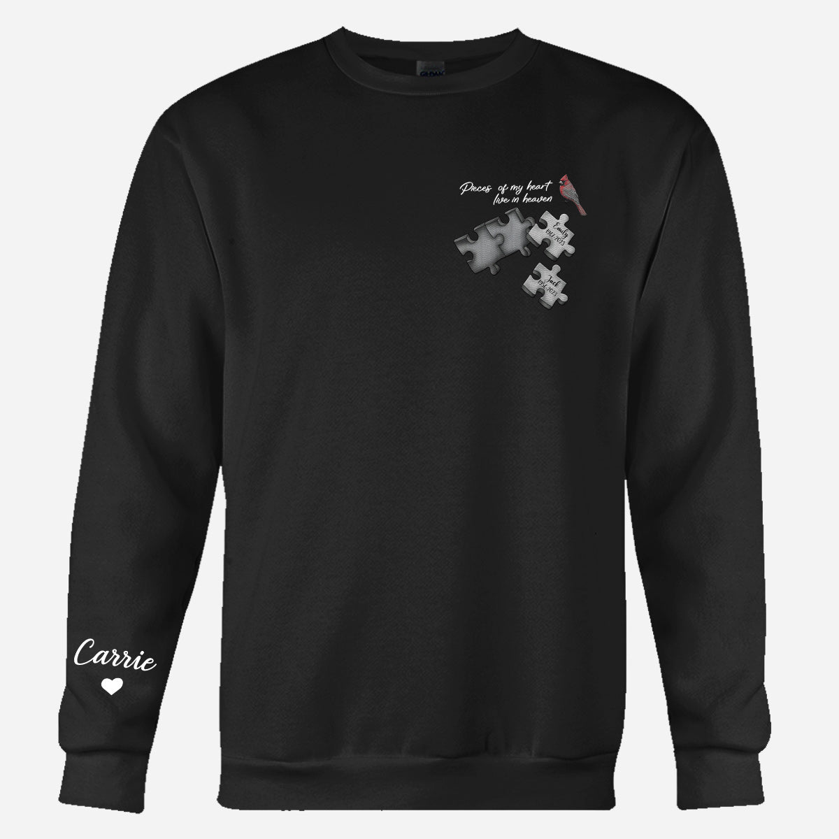 Gedenkpullover mit Schmetterling, Libelle, Himmelsfeder – personalisierter Gedenkpullover mit Stickerei