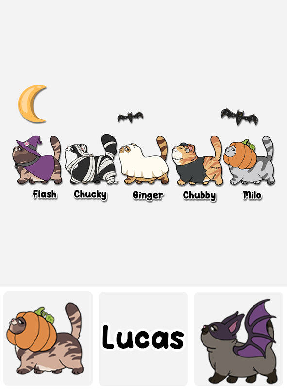 Fröhliches Halloween – Personalisierter Katzenaufkleber (gestanzt)
