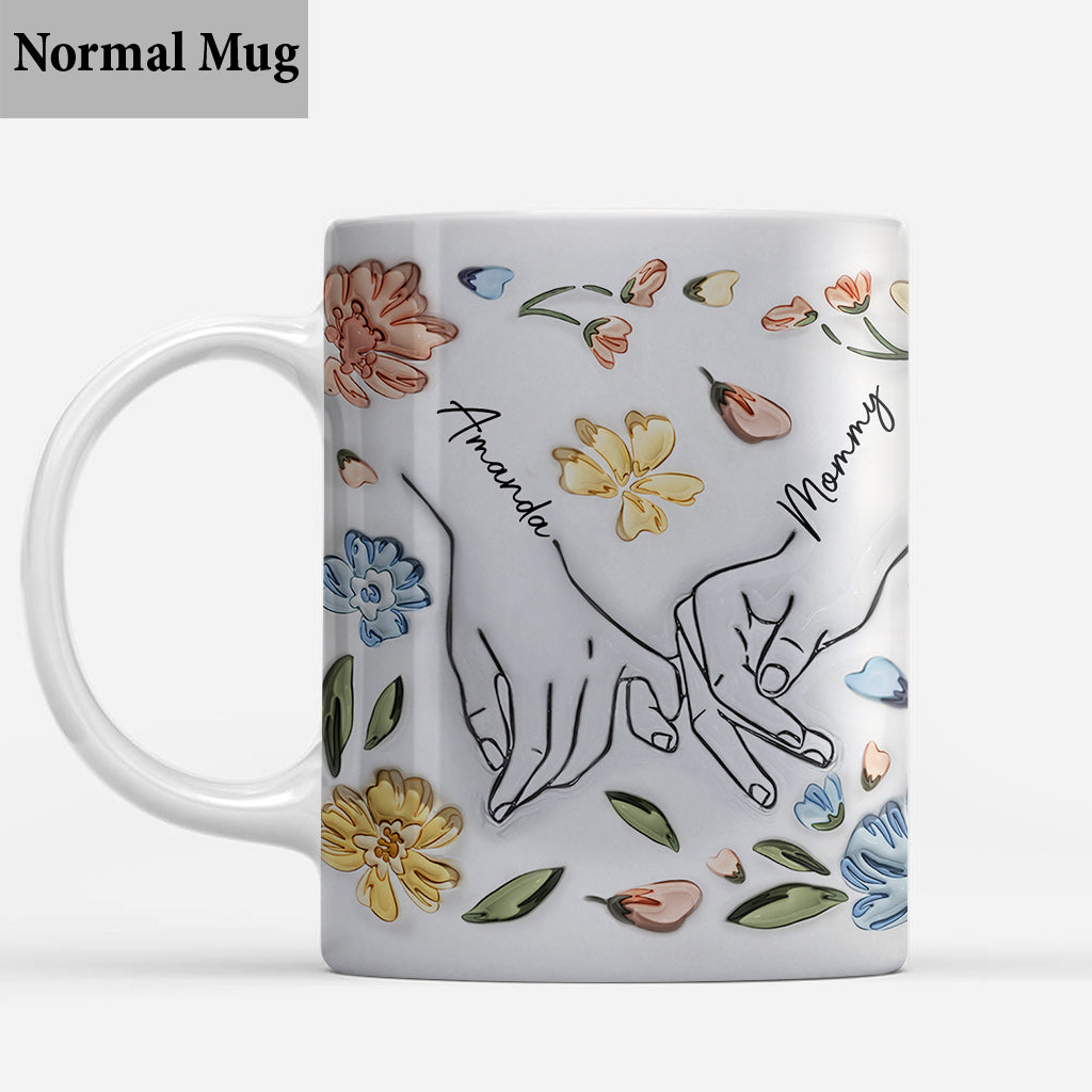 Zuerst meine Mutter, für immer meine Freundin – Personalisierte Tasse mit pastellfarbenem Blumenmuster