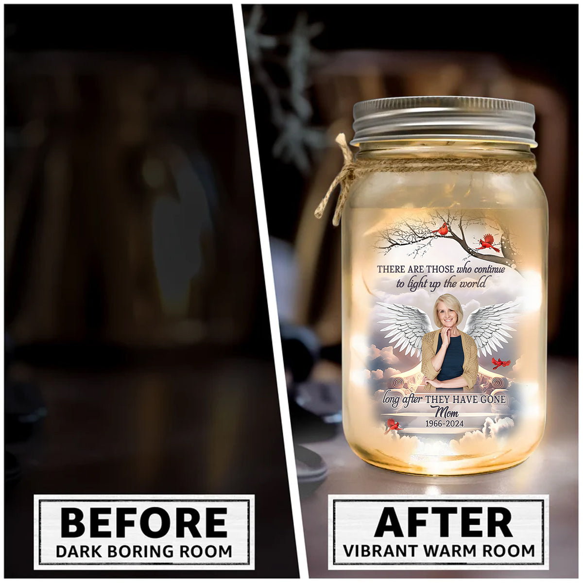 „Erleuchte die Welt“-Trauergeschenk – Personalisierte Gedenkleuchte im Einmachglas