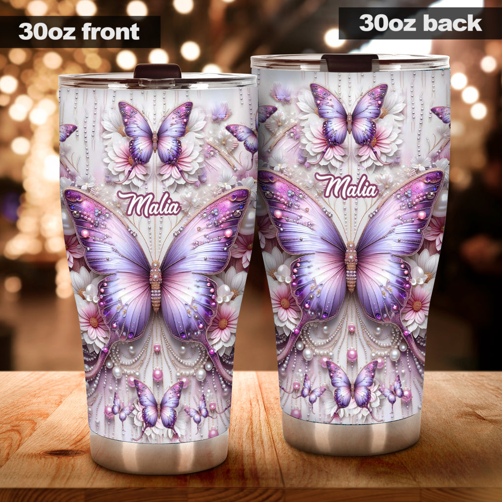 Personalisierter Schmetterlingsbecher mit Blumenmuster
