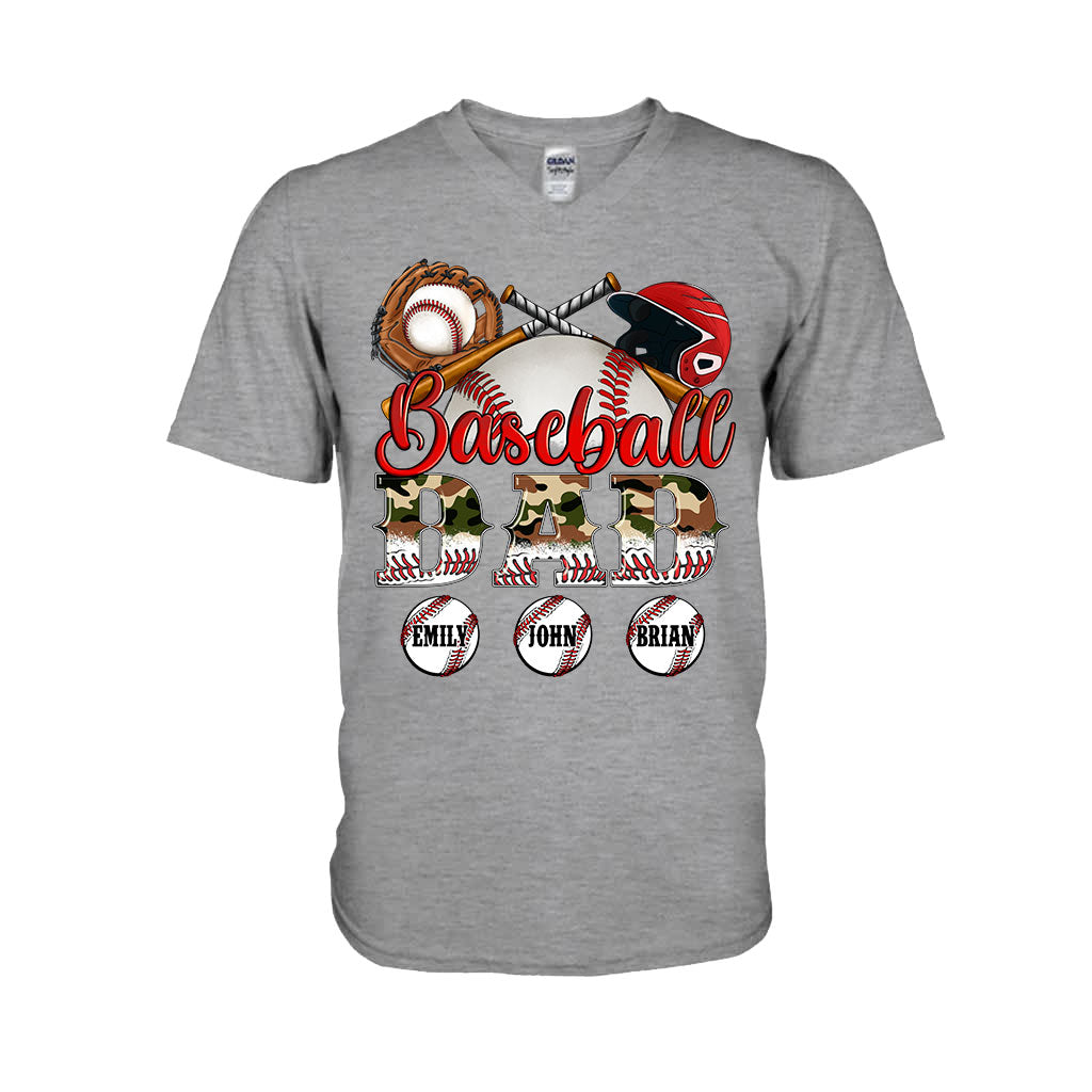 Bester Baseball-Papa aller Zeiten – Camouflage-Design – Personalisiertes Vater-T-Shirt und Hoodie