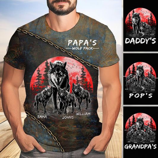 Papa Wolf Pack - Personalisiertes Vater-Shirt