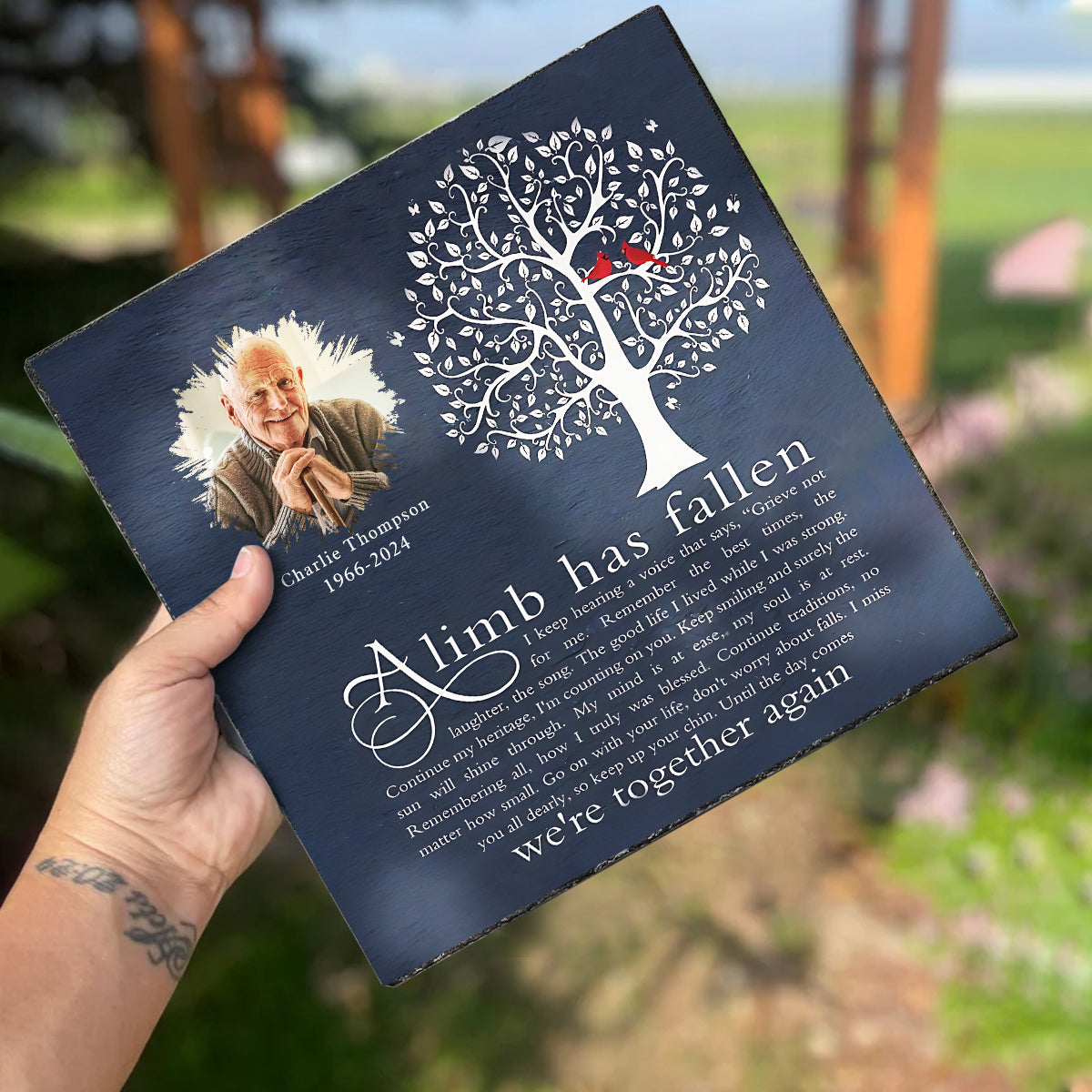 A Limb Has Fallen - Personalized Memorial Square Shaped Stone