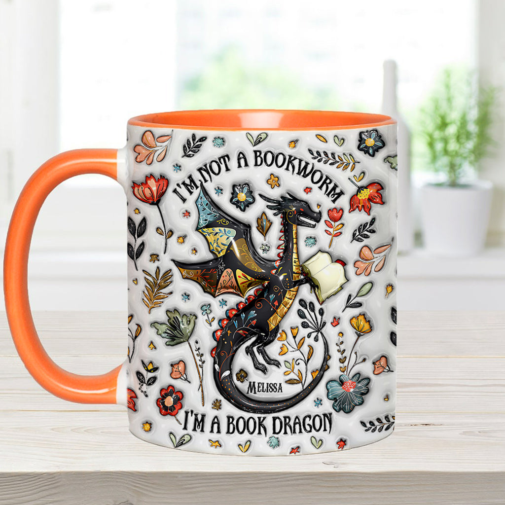 I'm Not A Book Worm I'm A Book Dragon - Personalized Book Accent Mug