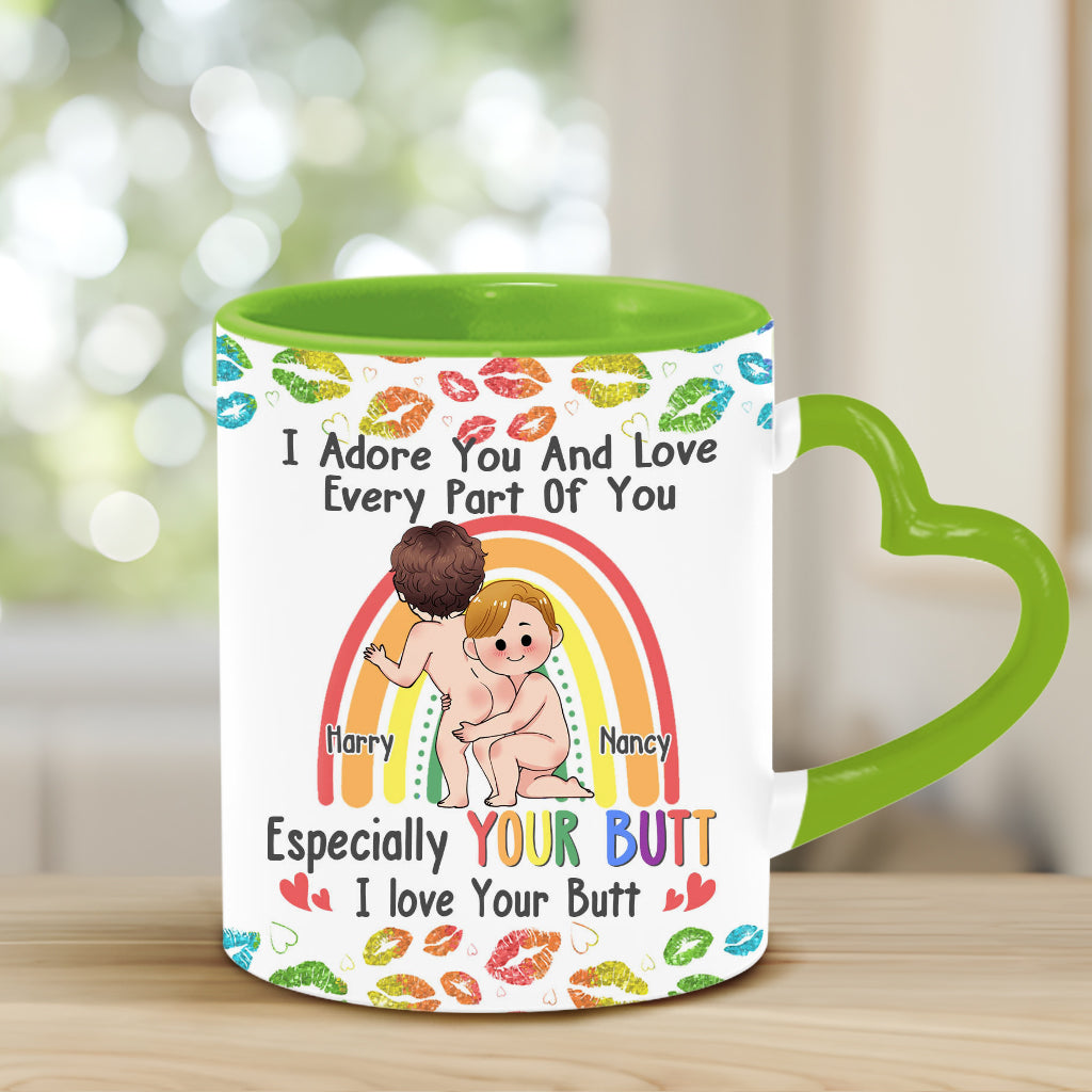 I Adore You And Love Every Part Of You - Personalized LGBT Support Heart Handle Mug