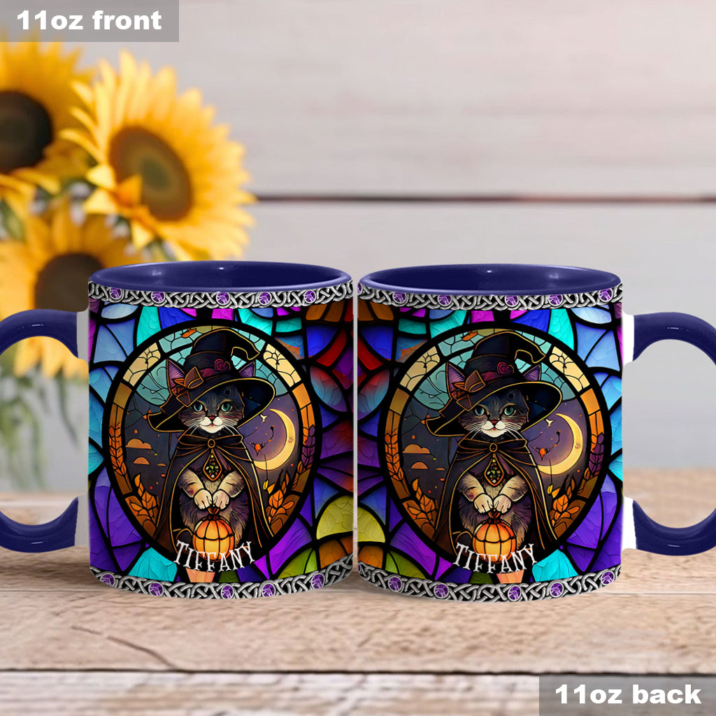 Beautiful Stained Glass Witch - Personalized Witch Accent Mug