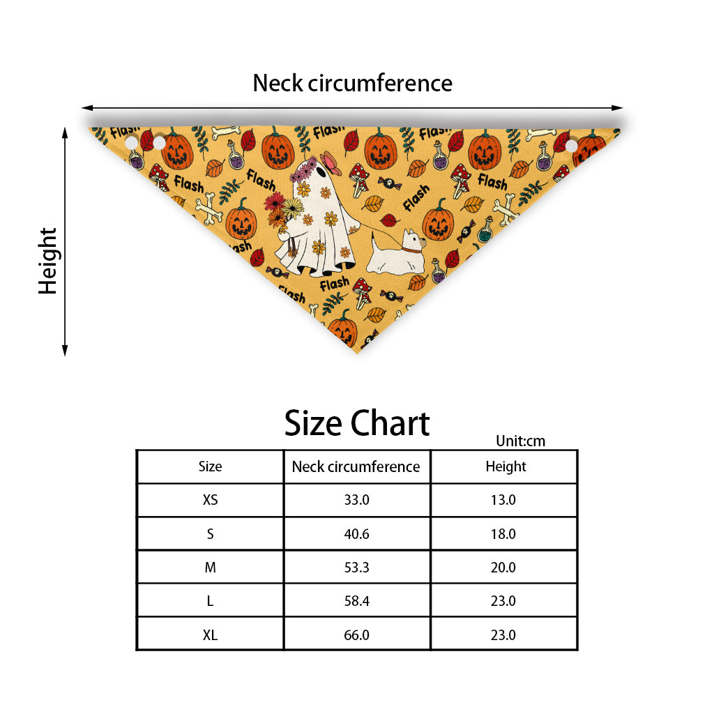 Niedliches Geisterhund-Kürbis-Geist-Fledermaus-Personalisiertes Hundehalstuch