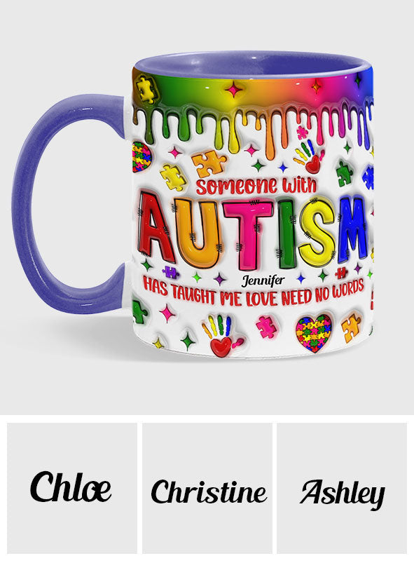 Liebe braucht keine Worte – Personalisierte Tasse mit Akzent zur Sensibilisierung für Autismus