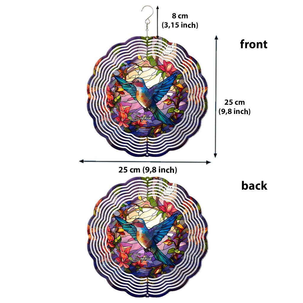 Buntglas-Kolibri – Personalisierter Kolibri-Windspinner