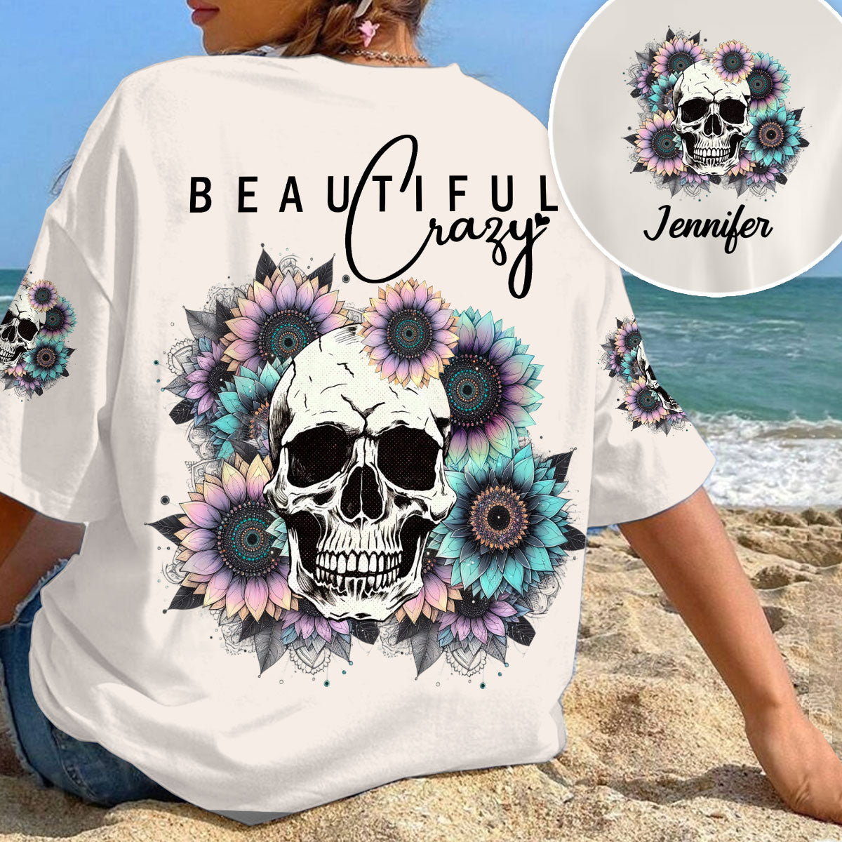 Wunderschön verrückt – personalisiertes Totenkopf-Shirt