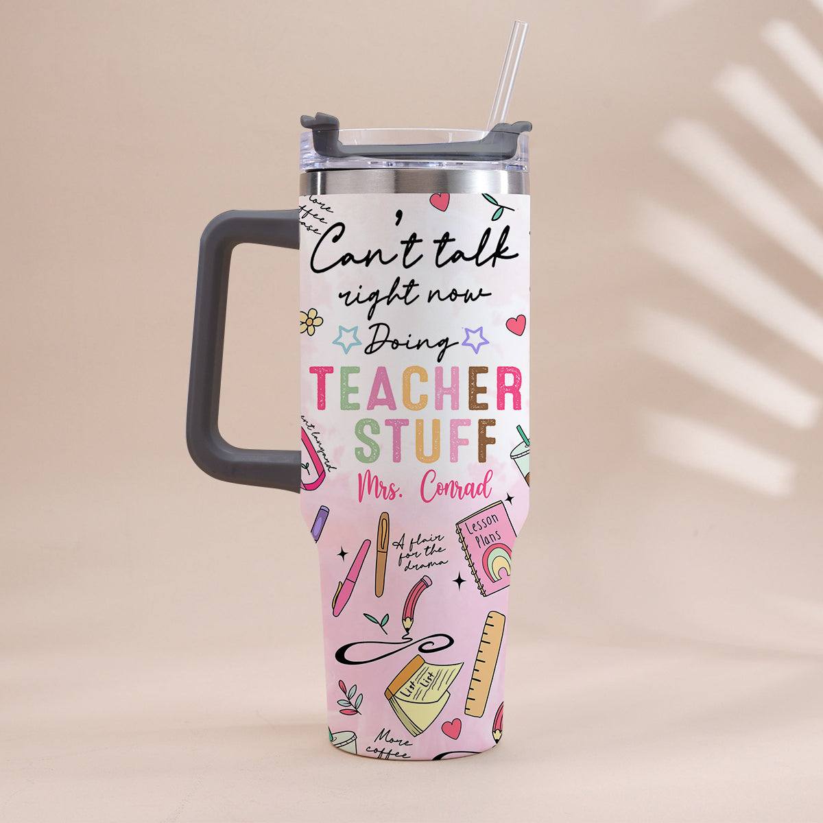 Teacher Stuff - Personalized Teacher Tumbler With Handle