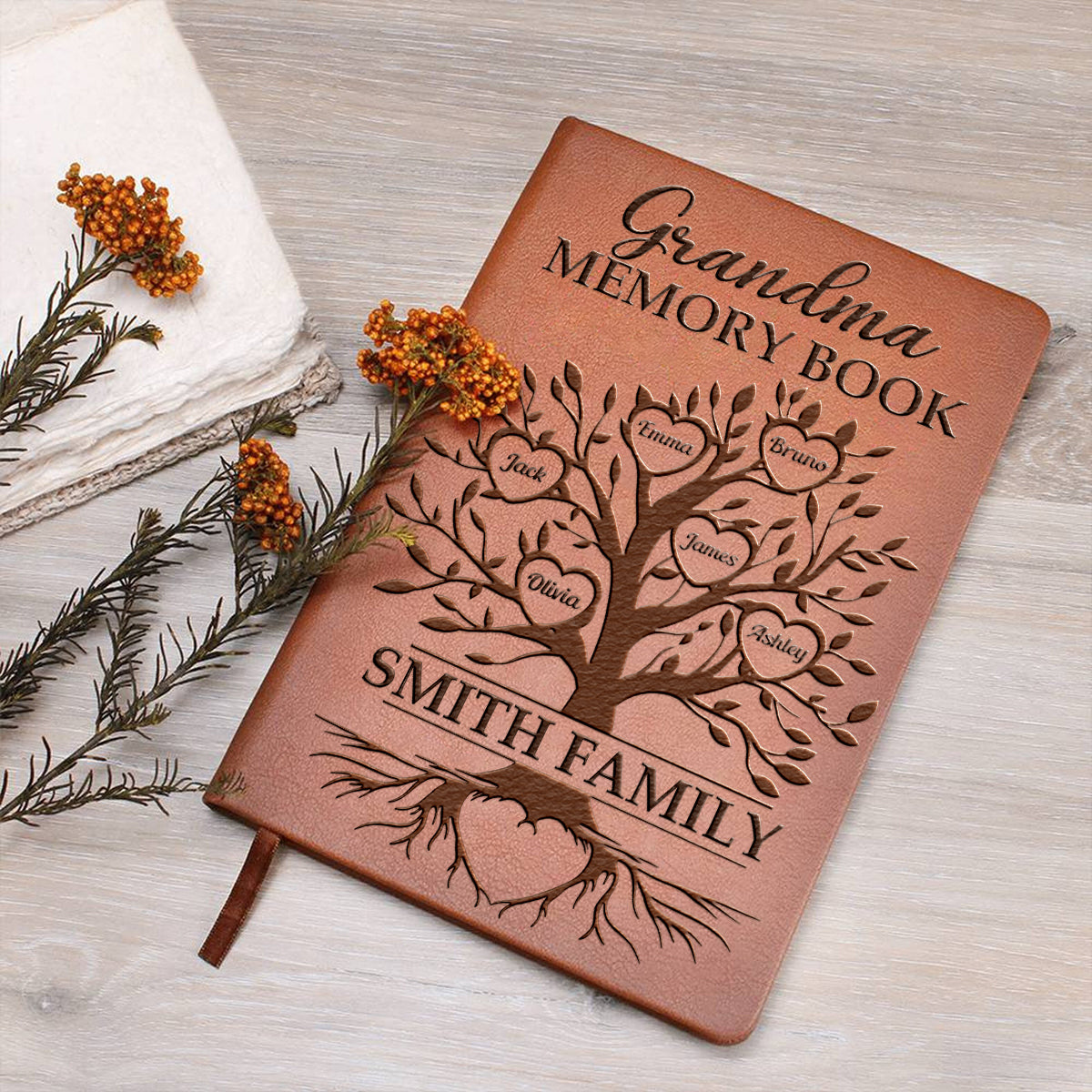 Grandma/ Grandpa/ Abuela... Memory book - Personalized Grandma Leather Journal