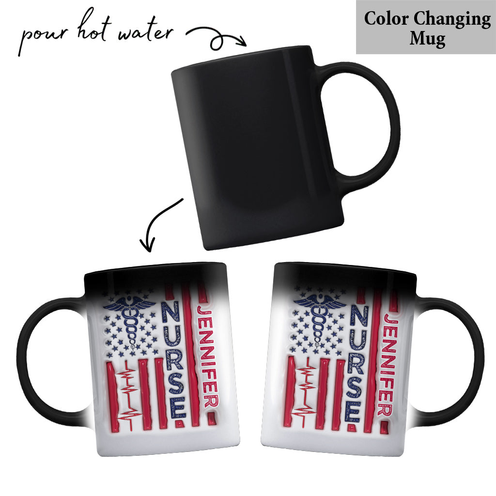 Krankenschwester-Tasse zum patriotischen 4. Juli – Personalisierte Tasse für Krankenschwestern