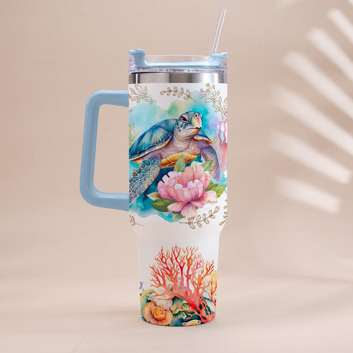 Personalisierter Schildkrötenbecher mit Henkel – „Love Turtles“