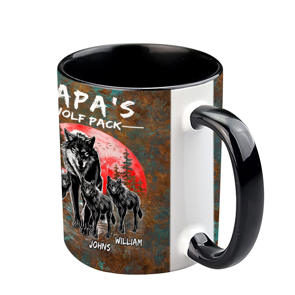 Opas Wolfsrudel – Personalisierte Tasse mit Vater-Akzent