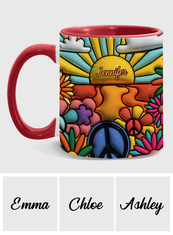 Hippie Soul – Personalisierte Tasse mit Hippie-Akzent