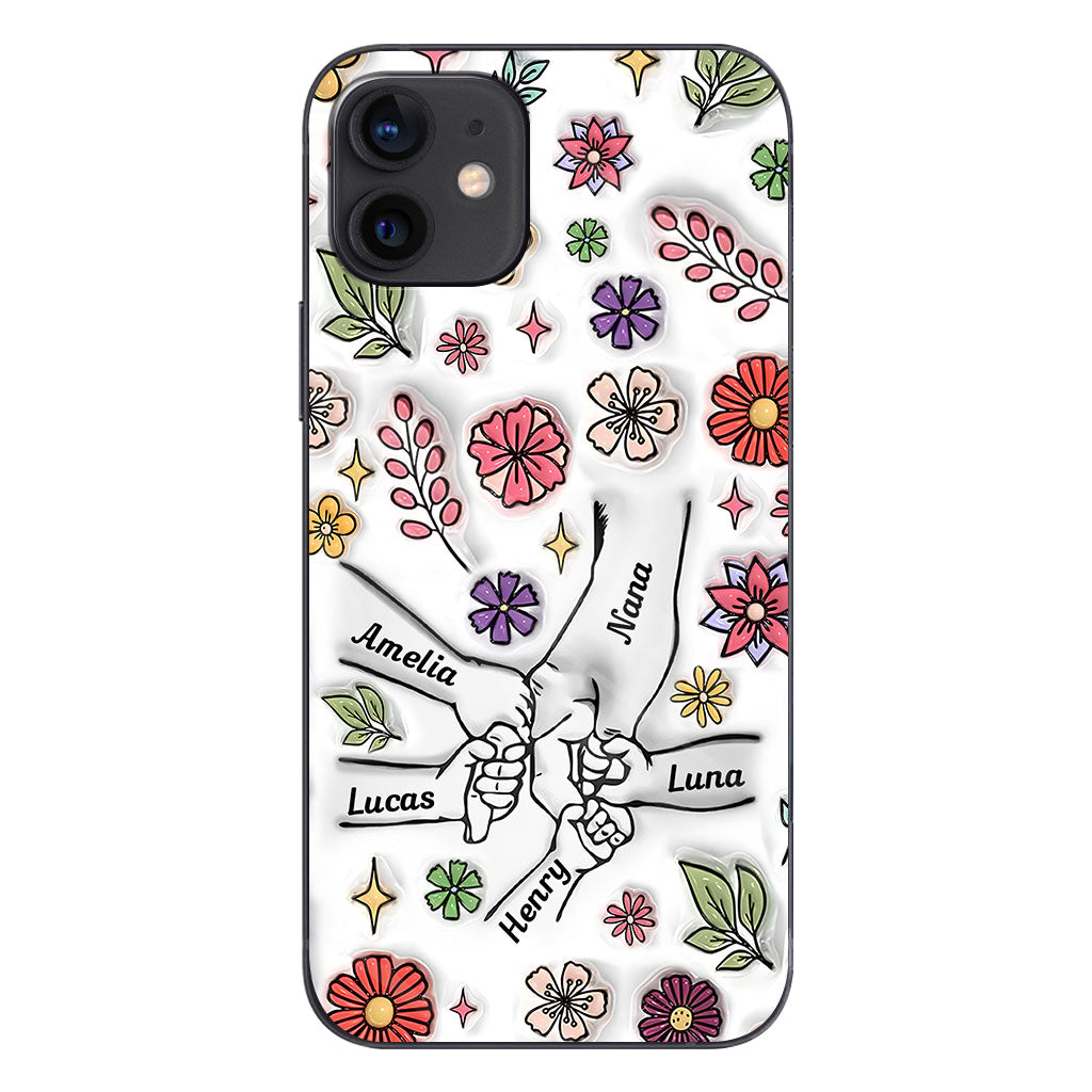 Spring Flower Holding Hands Nana Mom - Personalized Grandma Phone Case