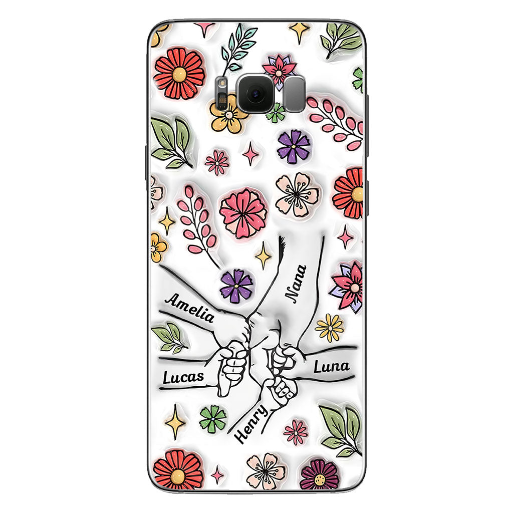 Spring Flower Holding Hands Nana Mom - Personalized Grandma Phone Case