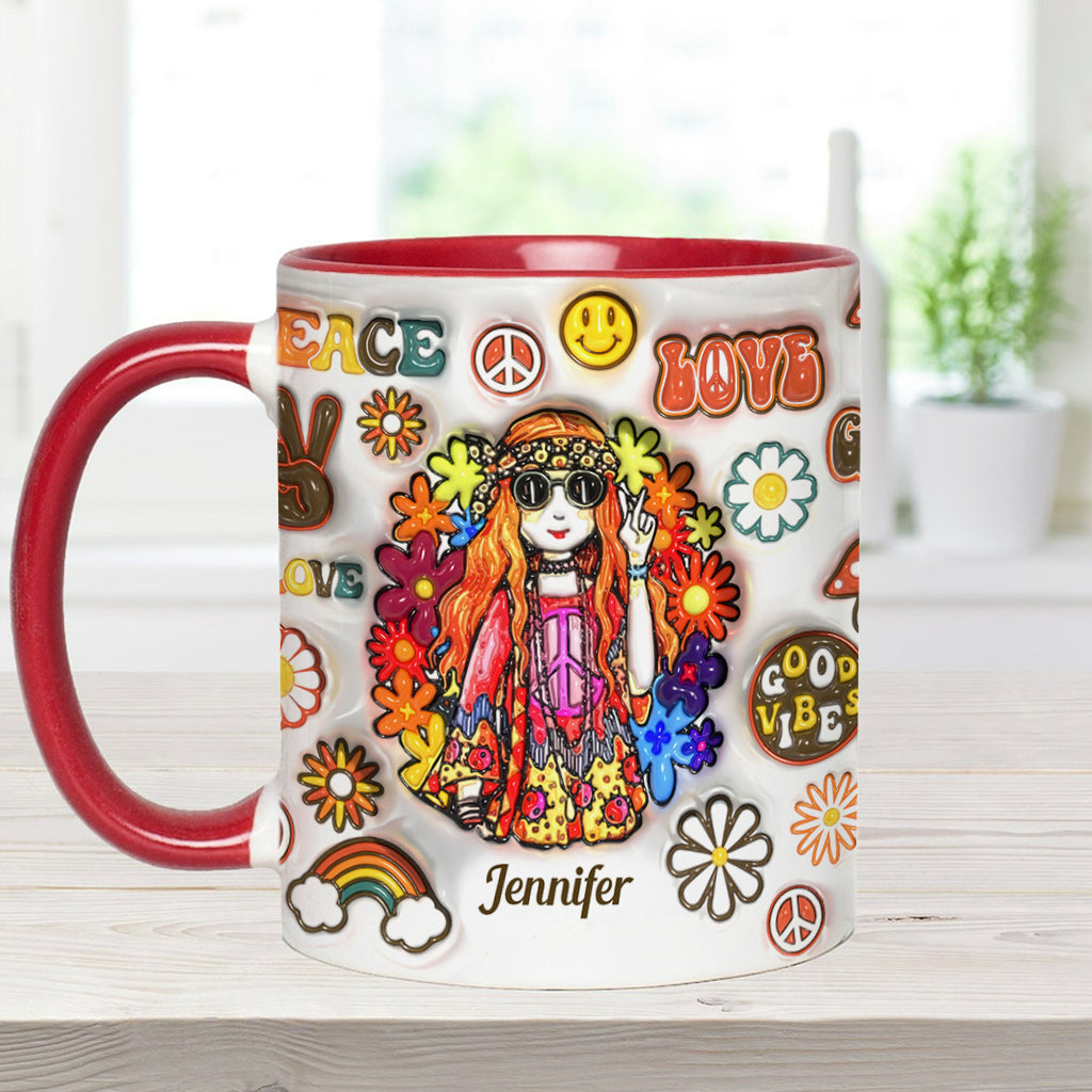 Personalisierte Hippie-Tasse für Frauen: Alte Hippies sterben nicht und verwandeln sich in verrückte Omas