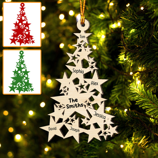 Star Christmas Tree Family Custom Names - Personalized Family Ornament